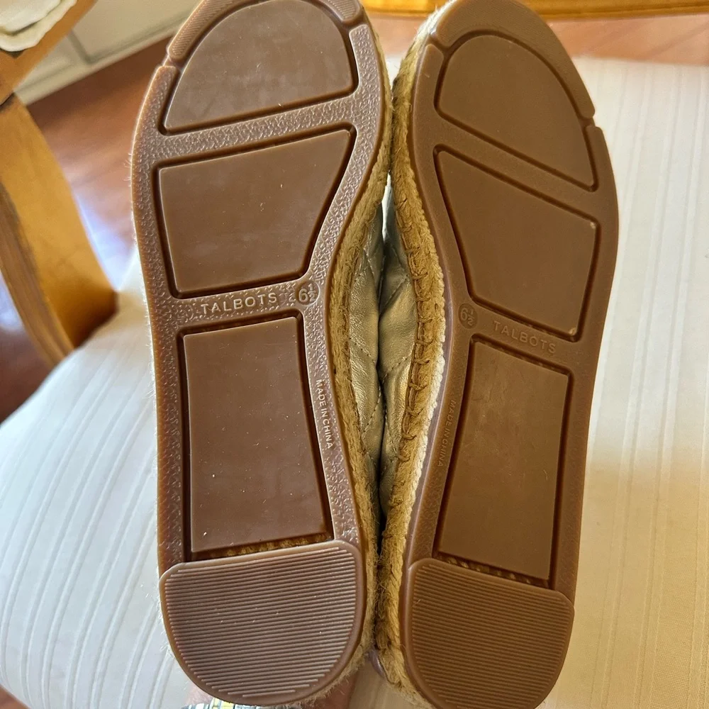 Talbots Silver Quilted Espadrille Slip-Ons New